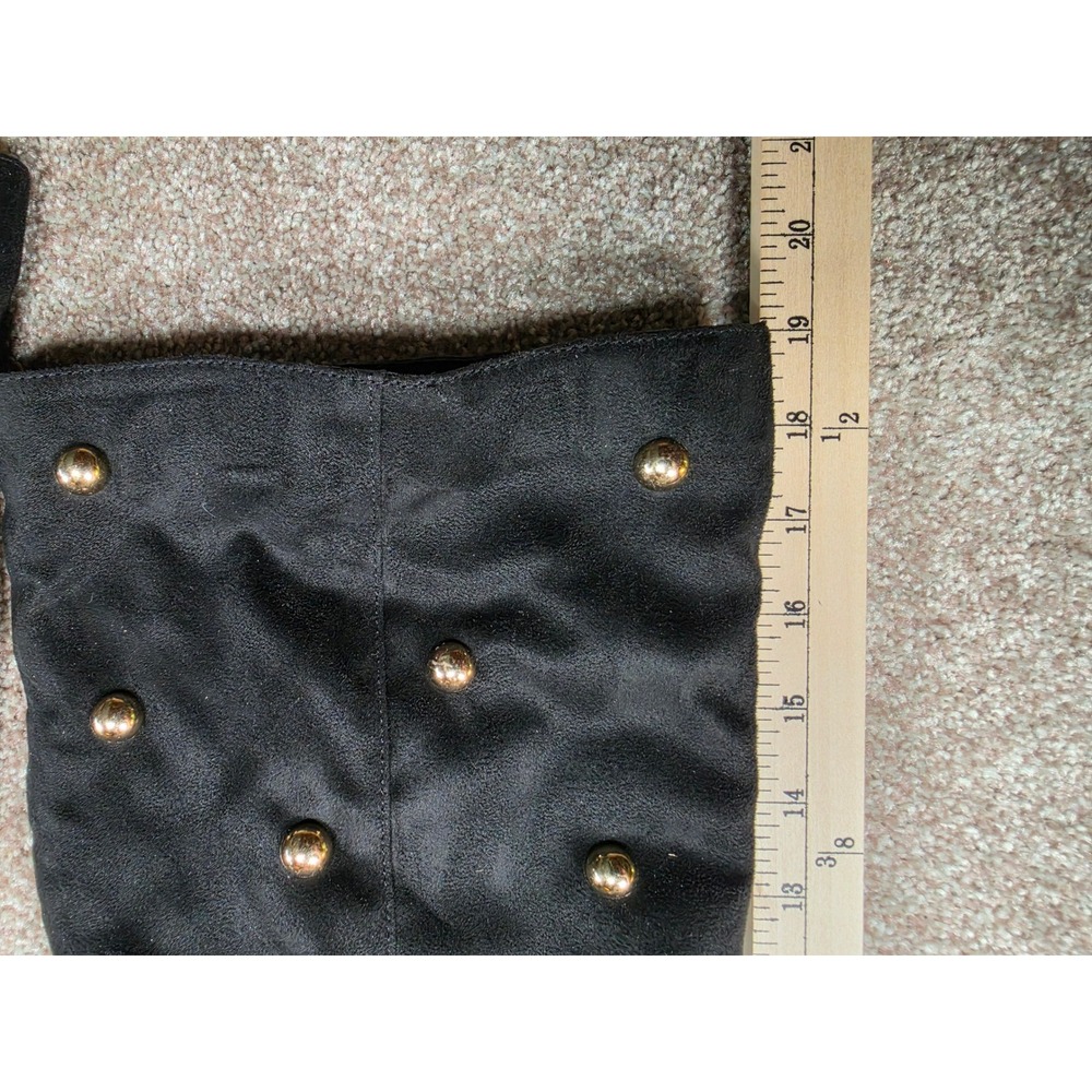 A New Day Black Faux Suede Studded Pointed Toe Kitten Heel Boots Size 11 - Picture 4 of 7